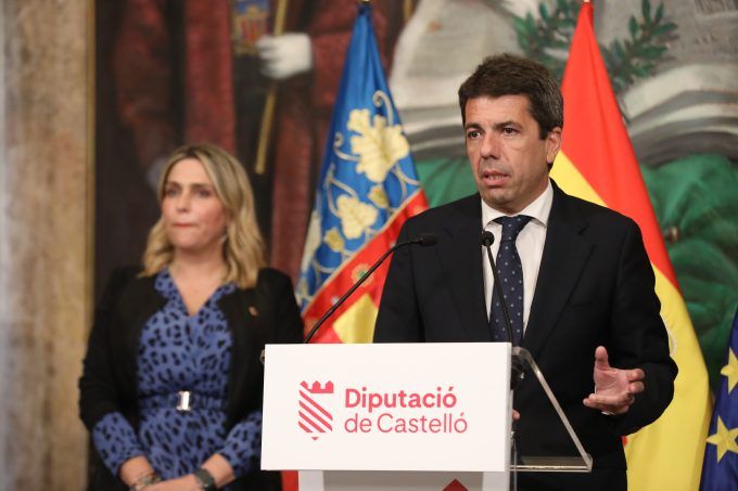 Una roda de premsa de Carlos Mazón en la Diputació de Castelló