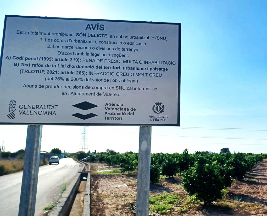 Cartel de advertencia en Vila-real