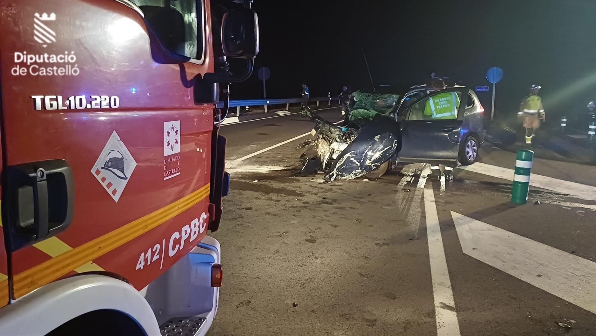 Accident a l'N-232 al seu pas per Morella