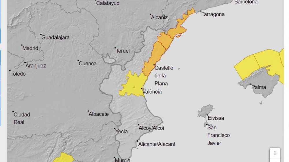 Avisos meteorològics activats per l'Aemet