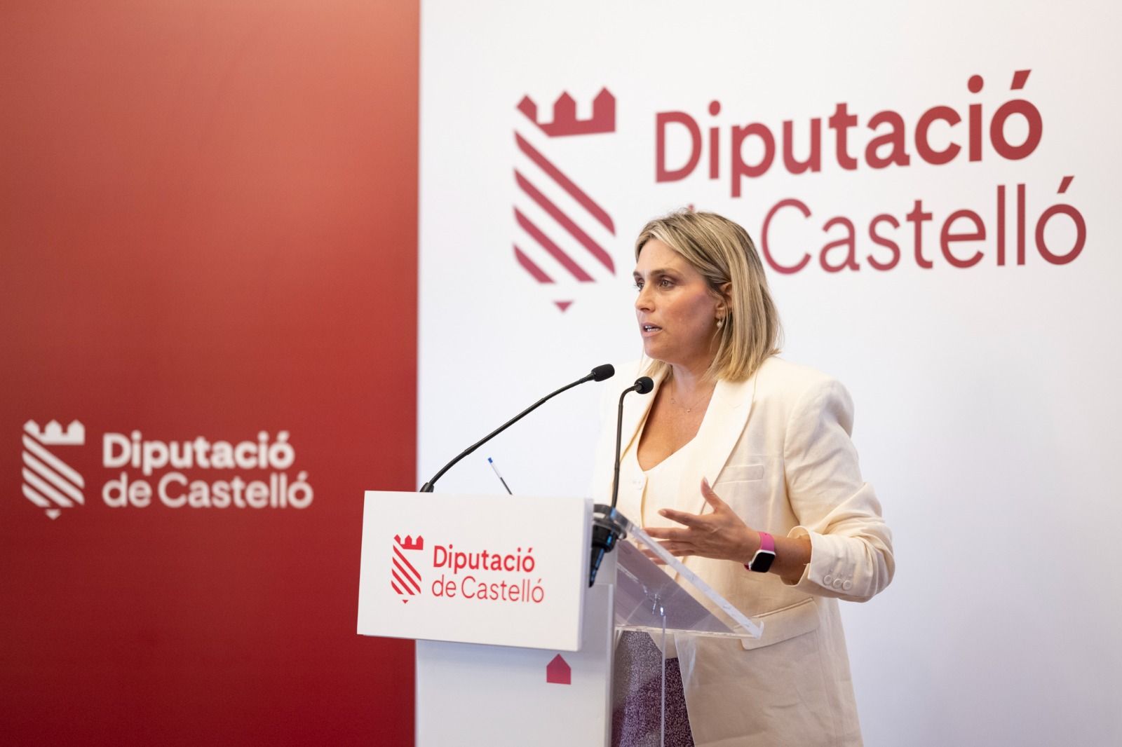 La presidenta de la Diputació de Castelló, Marta Barrachina, en una roda de premsa