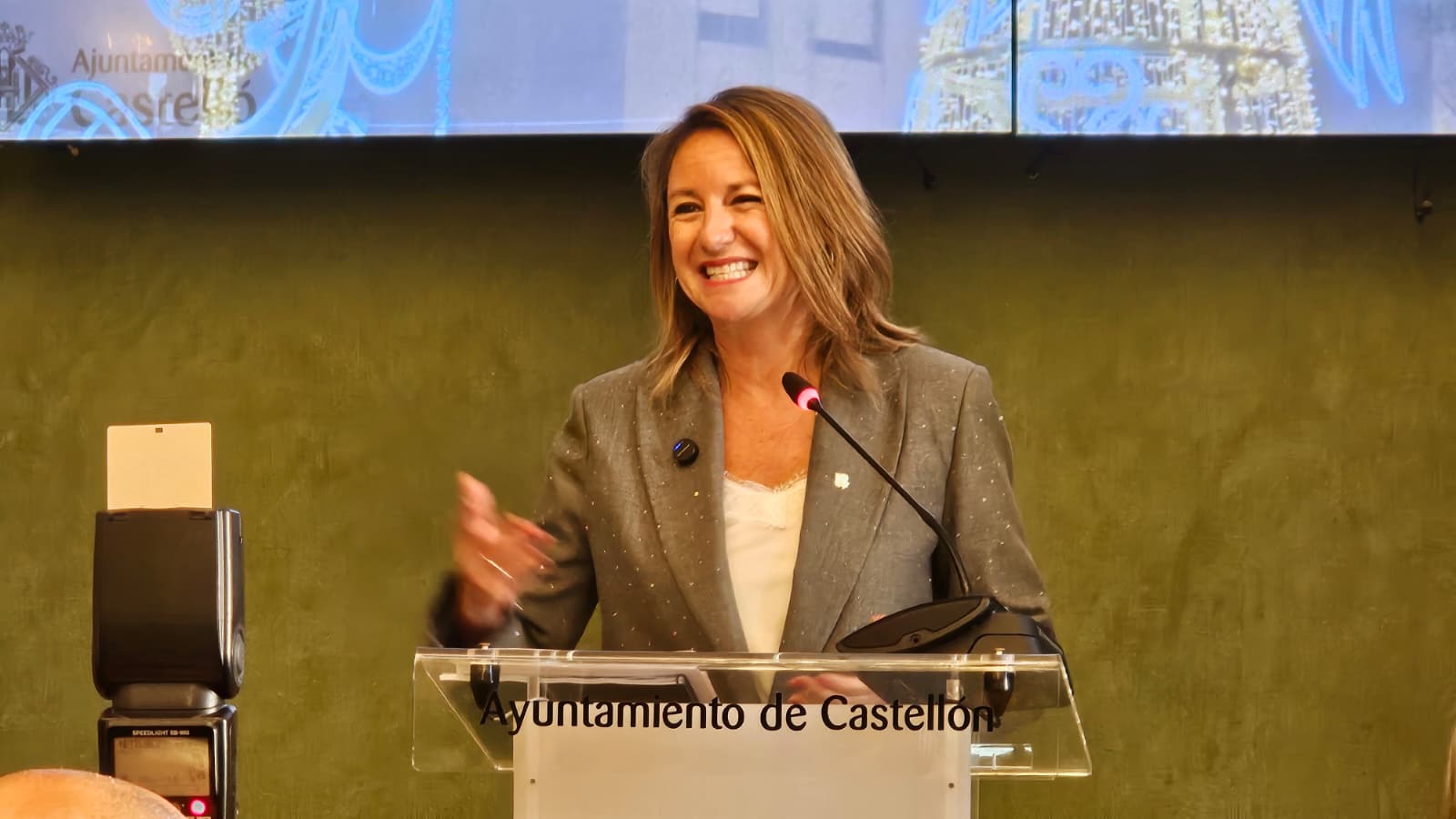 Begoña Carrasco a la tradicional trobada nadalenca amb la premsa.