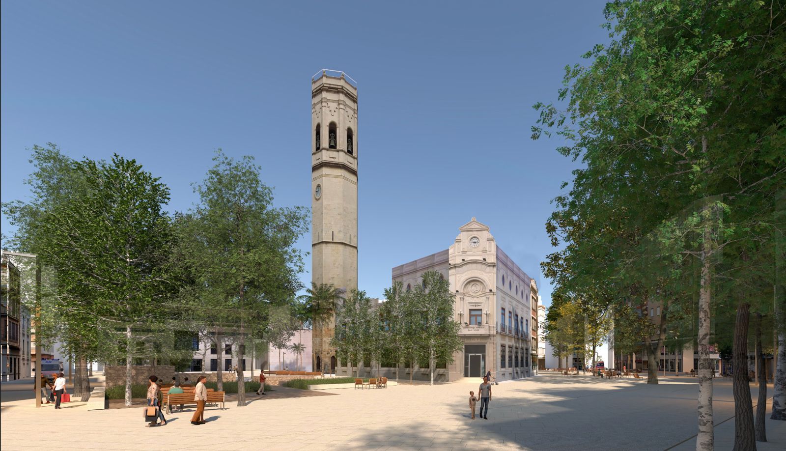 Recreació de la remodelació de la Plaça Major de Borriana