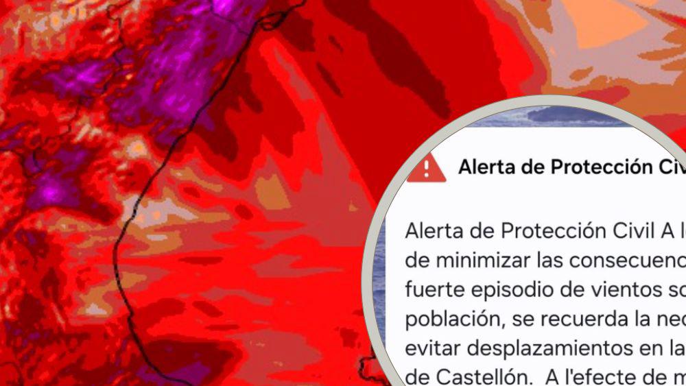 Missatge d'Es-Alert per l'alerta roja en Castelló