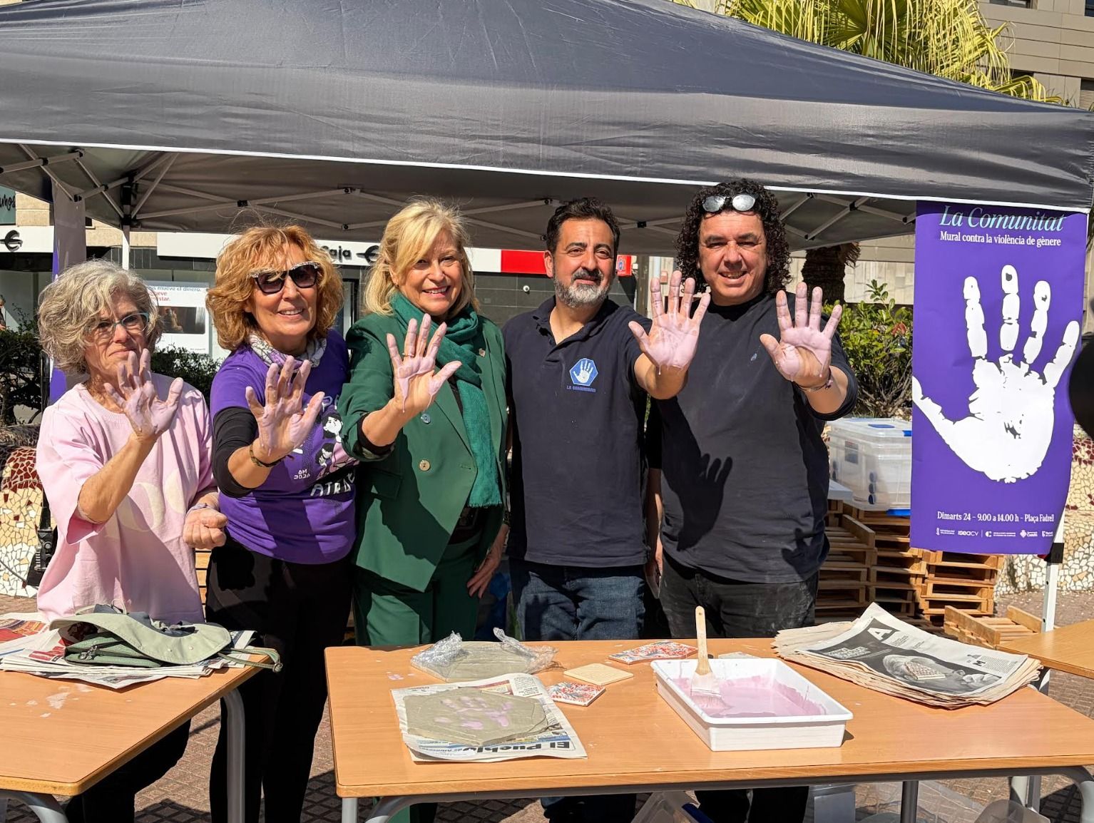 Formació del mural participatiu en Castelló contra la violència de gènere