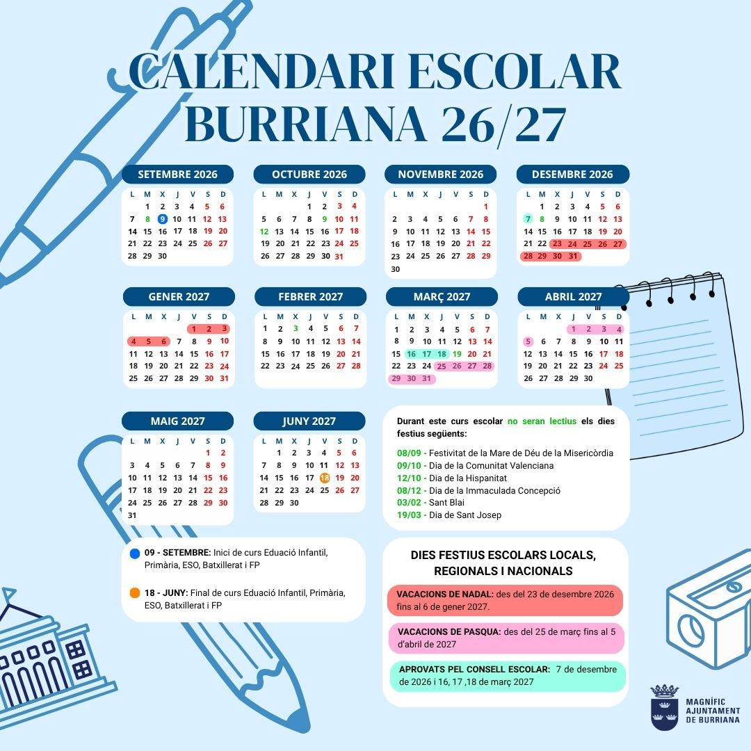 Calendario laboral Burriana 2027