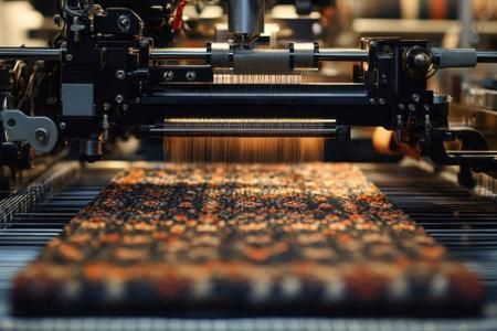 Una màquina tèxtil en una fàbrica
