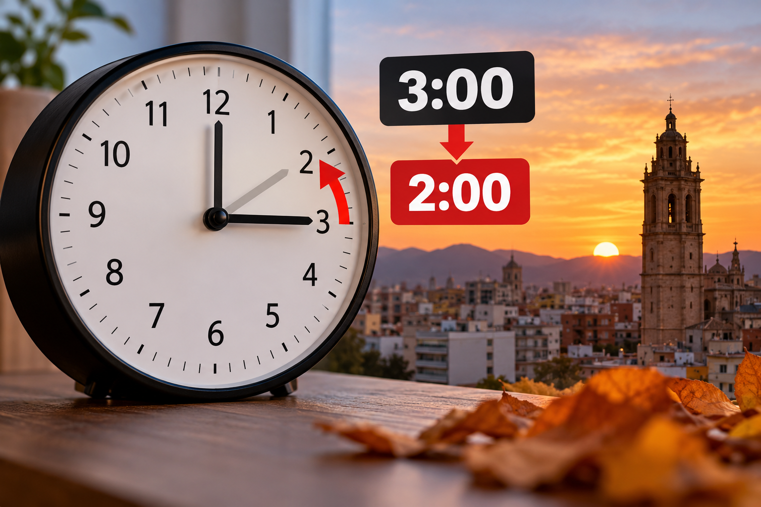 Canvi d'hora, generada per IA.