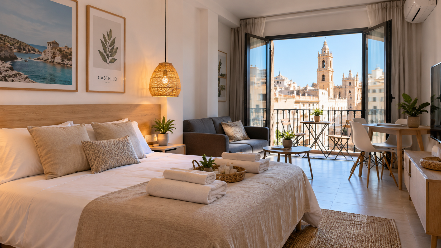 Apartament amb vistes a Castelló, generat amb IA.