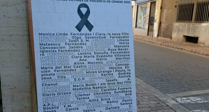 L'Ajuntament d'Almenara instal·la uns panells amb els noms de les dones assassinades per violència de gènere