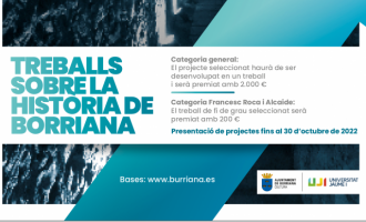 Borriana convoca el premi d'Investigacions Històriques 2022 dotat amb 2.000 euros